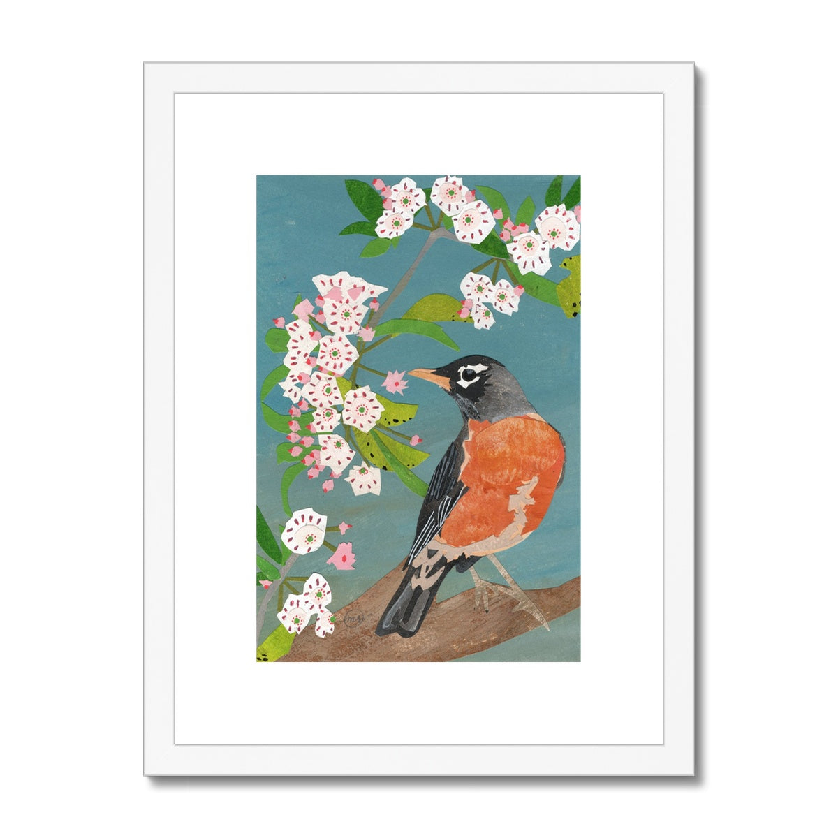 Mountain Laurel Robin Framed & Matted Print