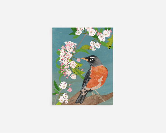 Mountain Laurel Robin Note Card